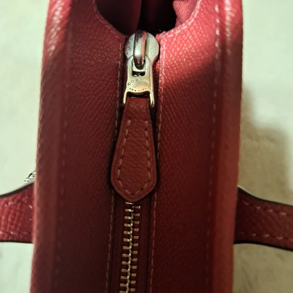 Coach Red Saffiano Leather Small Tote - Picture 7 of 7